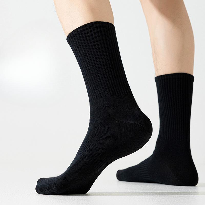Men's Spring and Autumn Pure Color Sweat Absorber Deodorant Antibacterial Cotton Socks