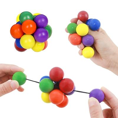 Creative Fidget Toy Adult Kids Toys Stress Reliever Elastic Colorful Ball Decompression Ball Variety Beaded Squeeze Balls Adults