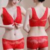 Red Year of the Rabbit Push-up Bra Set: Small Bust, Anti-Sag, Side Support, Bridal