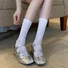 Women's Lace Trim Summer Scrunch Socks - White Mid-Calf Sneaker Socks