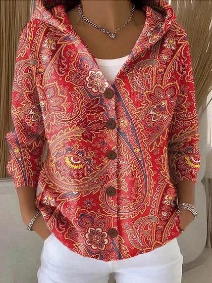 New V-neck button long-sleeved hooded sweater autumn and winter Christmas fashion personalized coat women