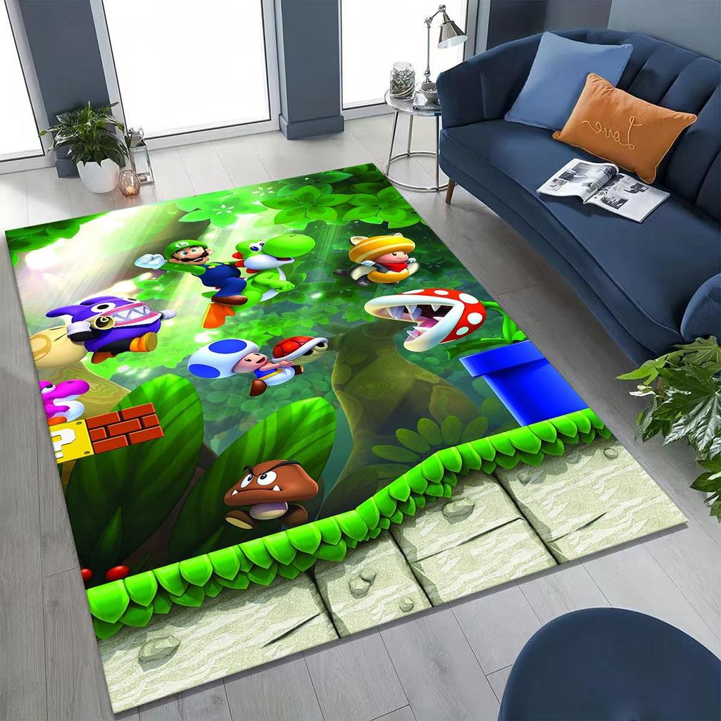 2026 New Retro Mario Cartoon Gift Rug for Bedroom Living Room Sofa Home Doormat Decor, Large Kids Play Non-slip Floor Mat