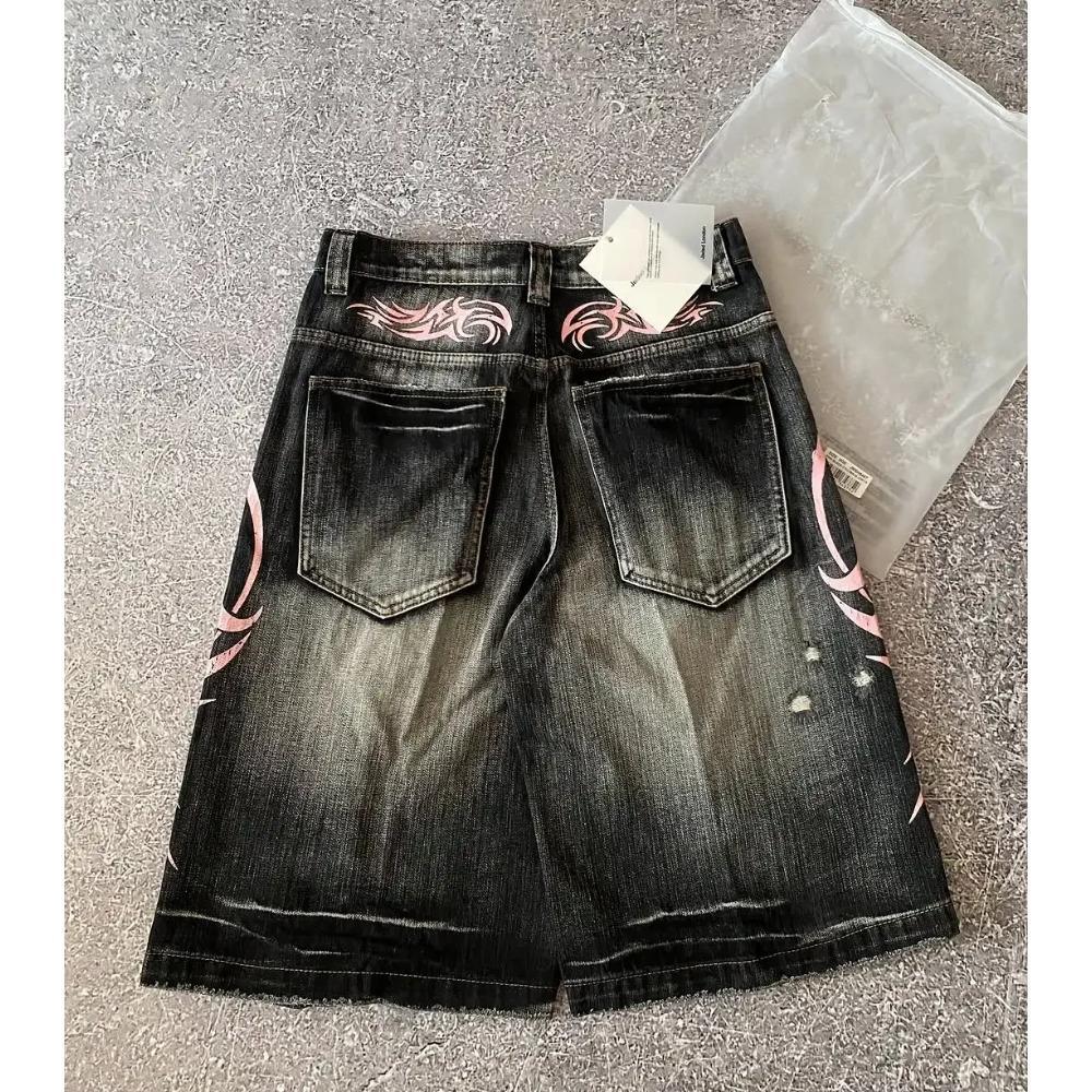 RogueWave Streetwear Y2K Popular Denim Shorts Tassels Design Vintage Shorts Man Hip Hop Fashion Harajuku Punk High Waist Wide Leg Pants