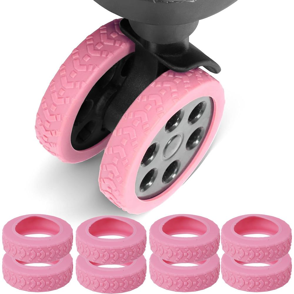 

New Thicker Luggage Wheels Protector Silicone Travel Rolling Suitcase Reduce Noise Wheel Cover Castor Trolley Sleeve Accessories 8pcs (for 1 luggage) розовый