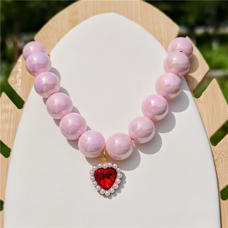 Niche Premium Cute Pearl Necklace Sweater Chain Puppy Pendant Accessories Love Rhinestone Pendant Cat Dog Collar