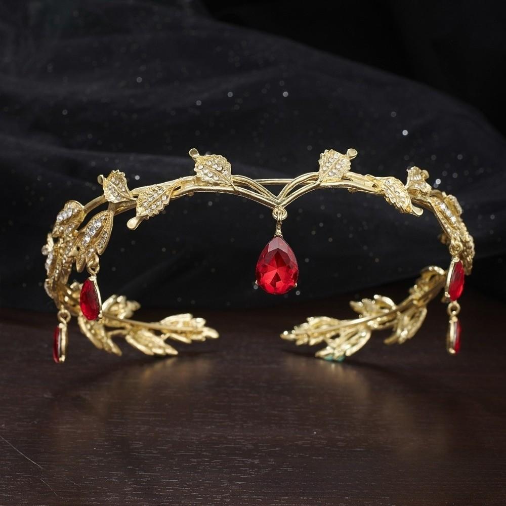 Leaves Shape Forehead Chain Rhinestone Forehead Ornaments Sweet Bride Tiara  Wedding