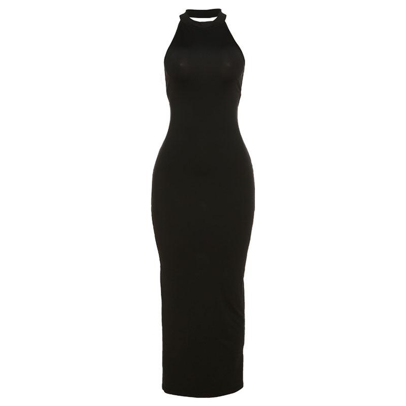 European and American style summer new women s clothing fashion neck sexy halter split hip slim dress women S