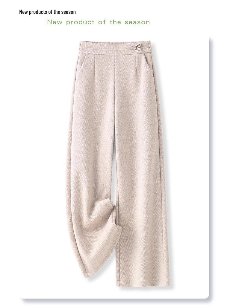 Ankola Women's 2024 Red Wool Pants: Autumn/Winter Collection, Thickened Narrow or Wide Leg Styles