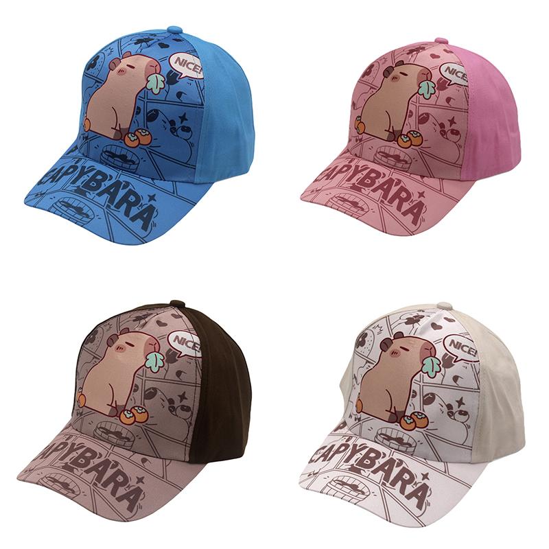Cartoon Printed Capybara Children Baseball Hat Fashion Versatile Hat For Boys Girls Cute Outdoor Sunshade Peaked Cap Gifts