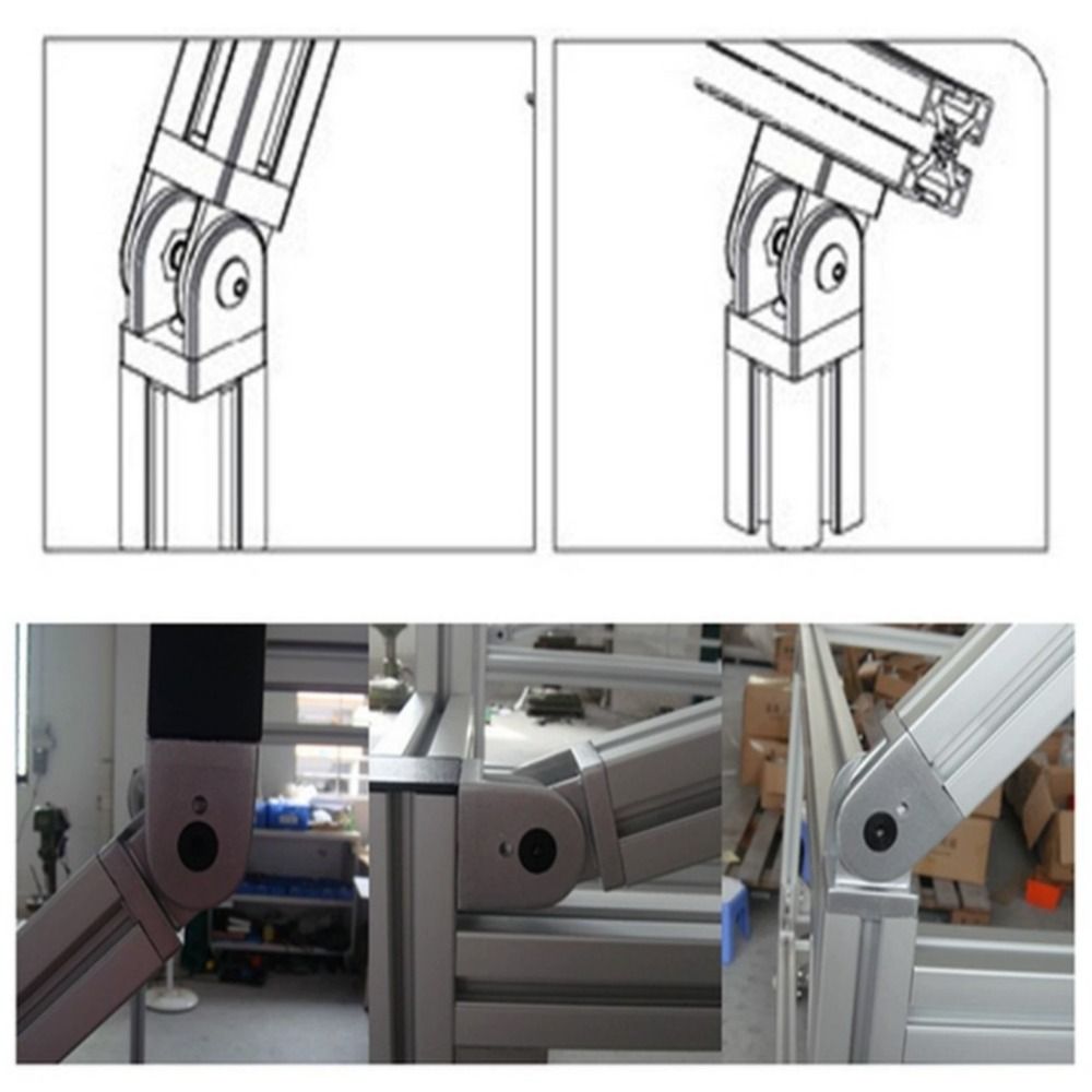 Sliding Base Pivot Joint Connector Right Angle Connector  Industrial Aluminum Profile