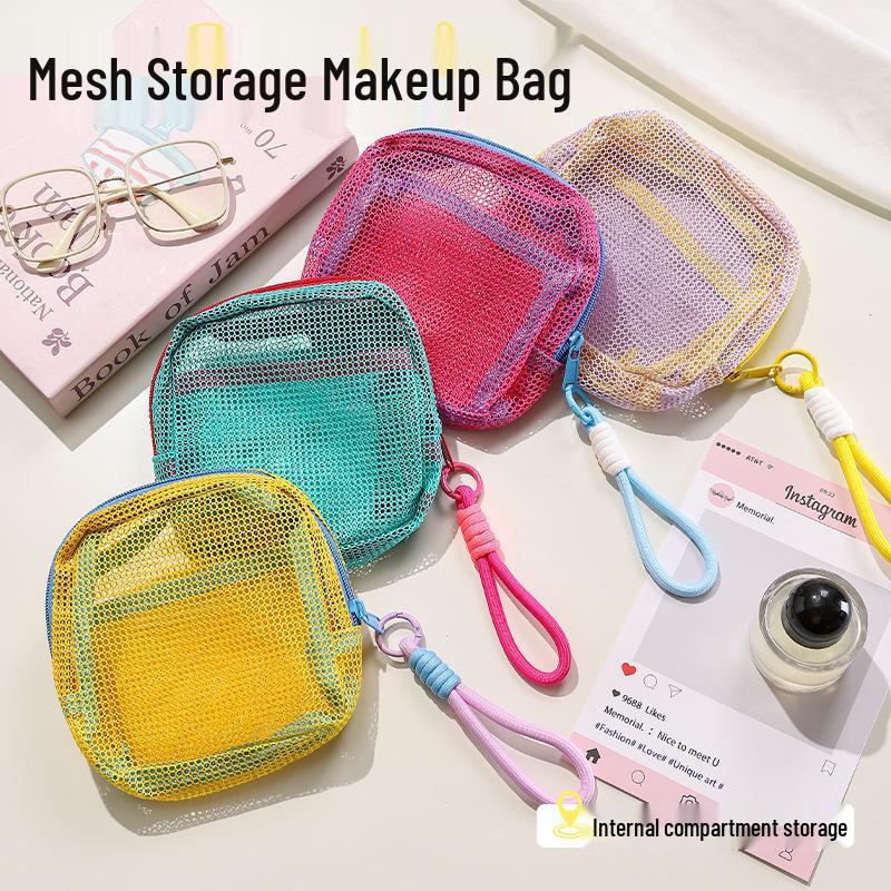 Dopamine Mesh Grid Tofu Handbag: Portable Multi-Functional Outdoor Travel & Toiletry Bag