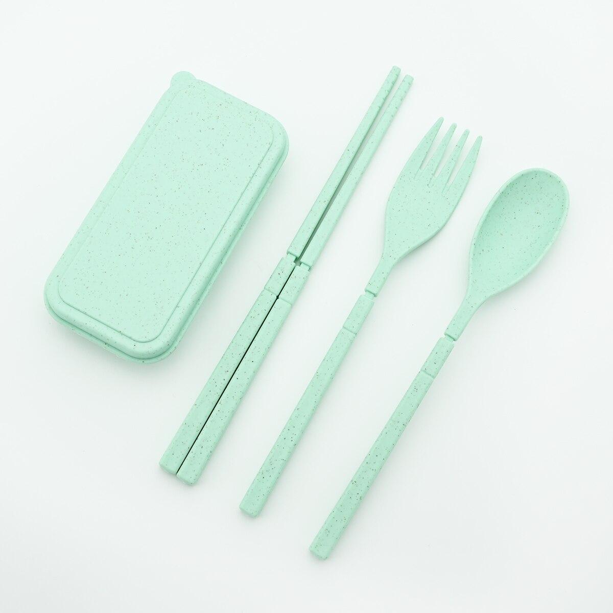 

Портативный складной набор посуды для путешествий, вилка, ложка, палочки для еды с мини-коробкой, набор столовых приборов Портативный складной набор столовых приборов для кемпинга, розовый набор зелёный