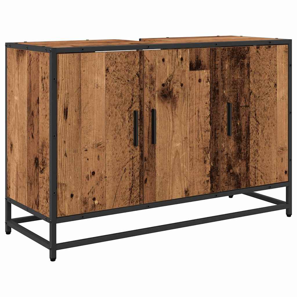 Bathroom Cabinet with Door Reclaimed Wood Look 90 x 33 x 60 cm Particleboard