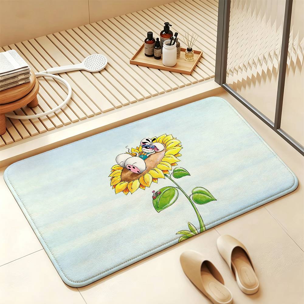 Cute Cartoon D-Diddl Mouse Short Plush Rug Carpet mat Machine Washable Soft Comfortable Anti‑Slip Floor Mat Home Decor