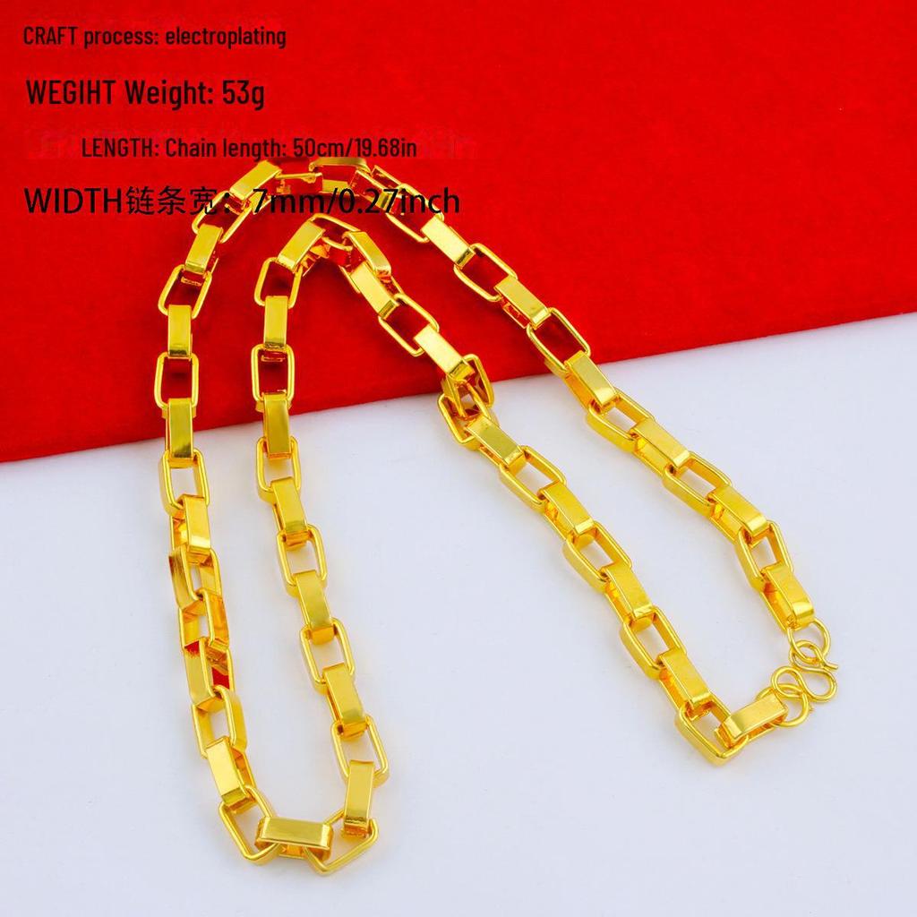 Men's Alloy Gold-Tone Necklace – Bold, Durable, Street Style Accessory