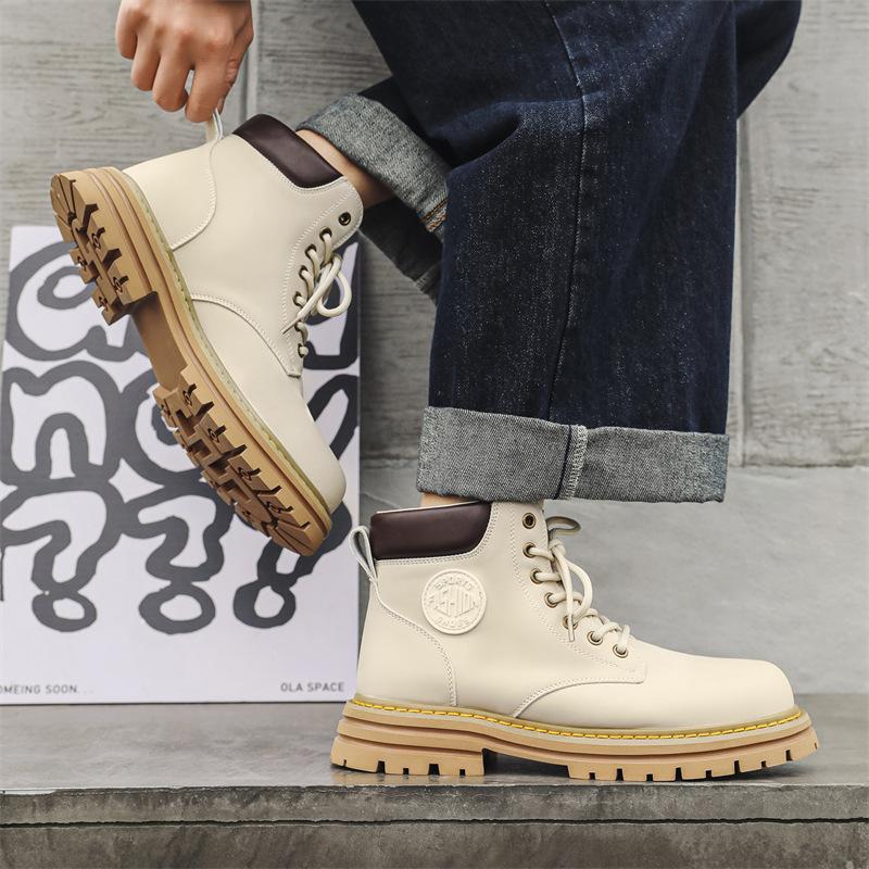 Rhubarb boots British tooling Martin boots men's short boots 2024 spring and autumn single boots thick-soled versatile mountaineering boots 6519-X