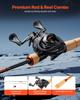 Combo Canna e Mulinello da Pesca, Combo Canna e Mulinello Baitcasting in Fibra di Carbonio IM7, Canna da Pesca per Bass con Sistema 6+1 BB, 7.0:Rapporto di trasmissione 1, Manico in sughero,