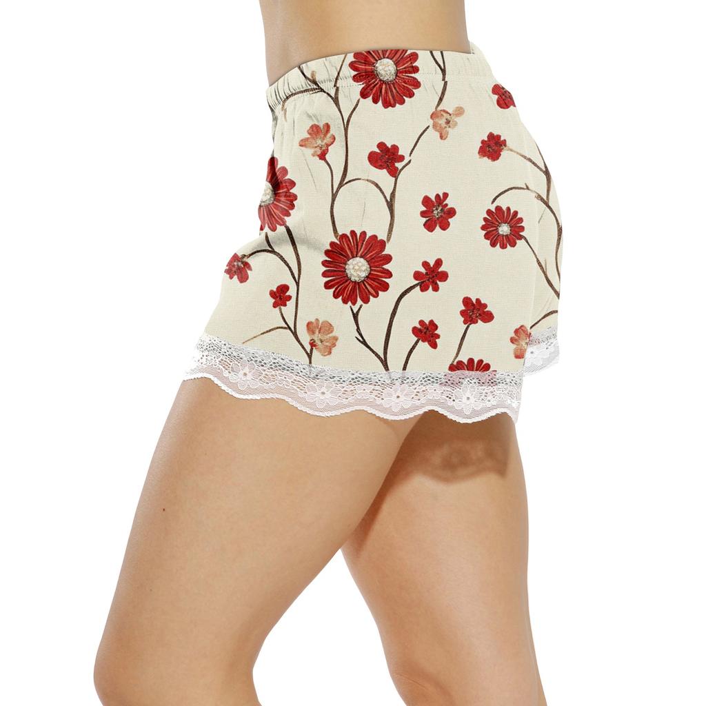 Women's Allover Printed Home Pants Sleeping Lace Pajama Pants Short Pants Pajama Pants