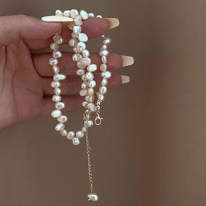 Baroque Pearl Necklace For Women Simple  Collarbone Chain White Choker Necklaces Wedding Jewelry