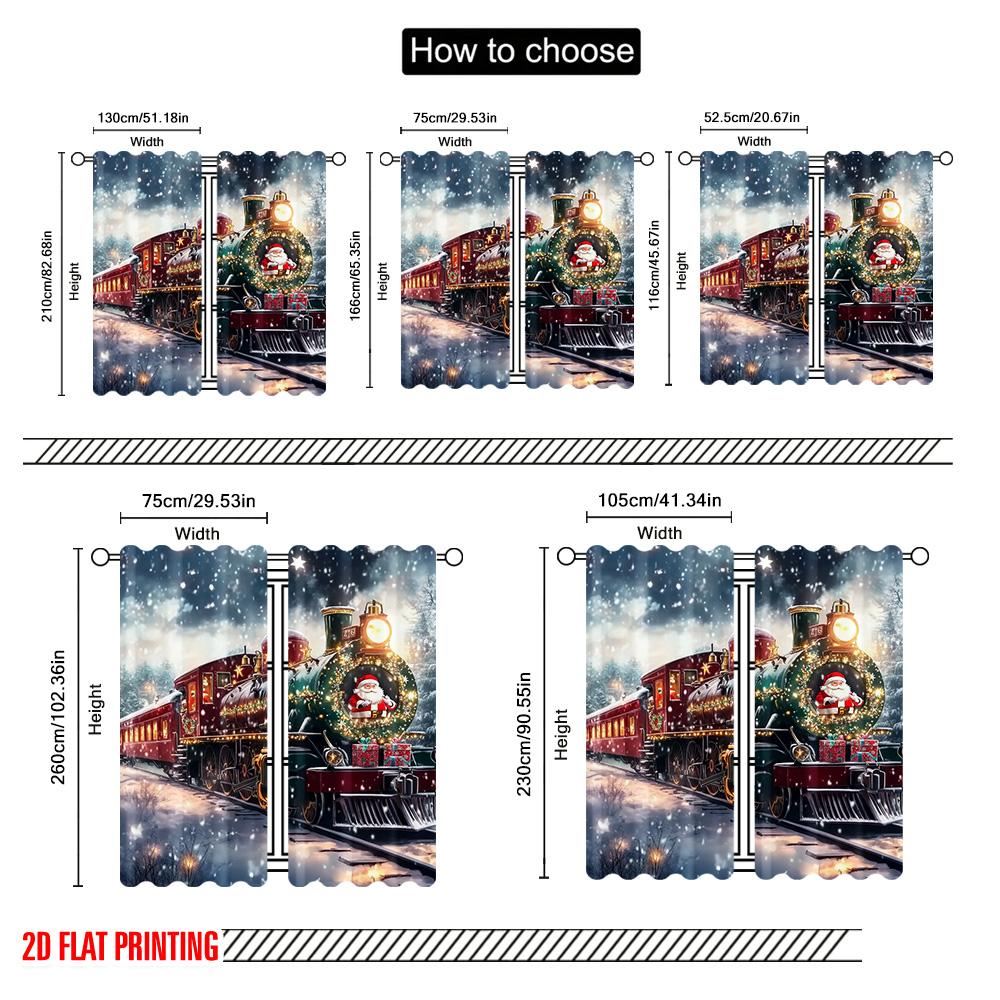 2pcs 2D flat printing Merry Christmas Popular Drapes Christmas Train Versatile Polyester Without Electricity Holiday Decorations