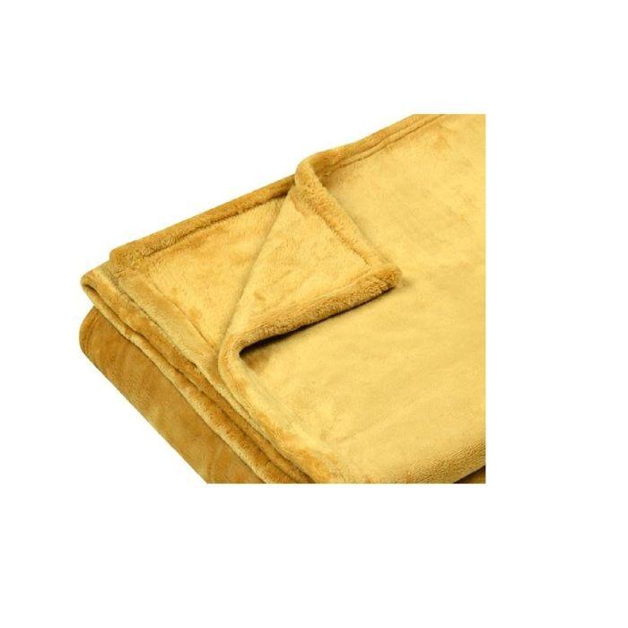 Plaid - Doudou Jaune - 130 x 160 cm - Ultra doux - Lavable en machine