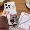 Bracelet Chain Phone Case For iPhone 17 16 15 13 14 for 17Air 17 12 14 16 Pro 17 14 16 Pro Max Sparking Diamond Cute Pattern Hard Cover With Lanyard