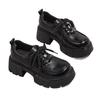 Platform small leather shoes women's 2025 new autumn British style black loafers thick heel small height-increasing single shoes women