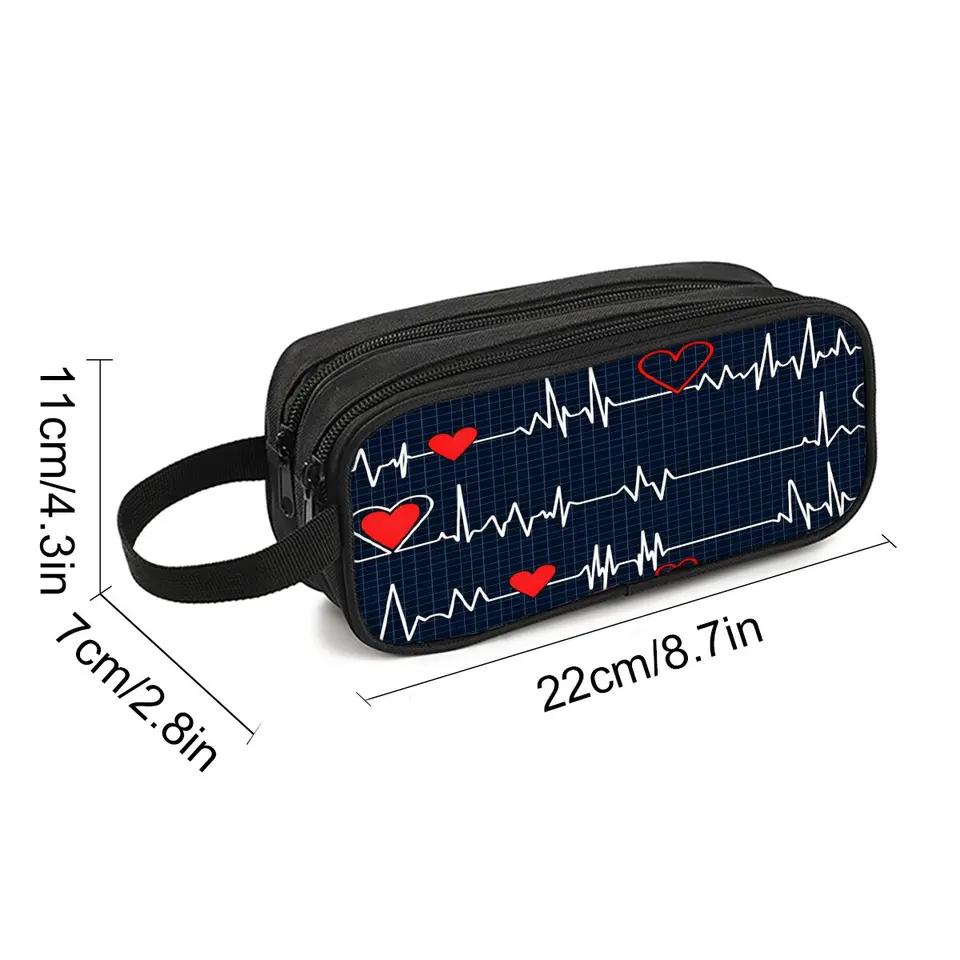 Electrocardiogram Double Layered Pencil Case with 3D Cartoon Design Best Gift for Boys & Girls School Use