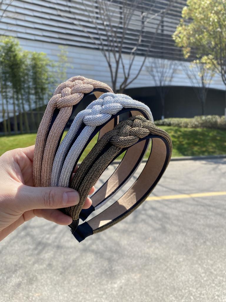 Gold Wire Rope Twist Identification Headband for Women Simple Wide-Brimmed Headband High-End Knotted Headband Hair Accessory