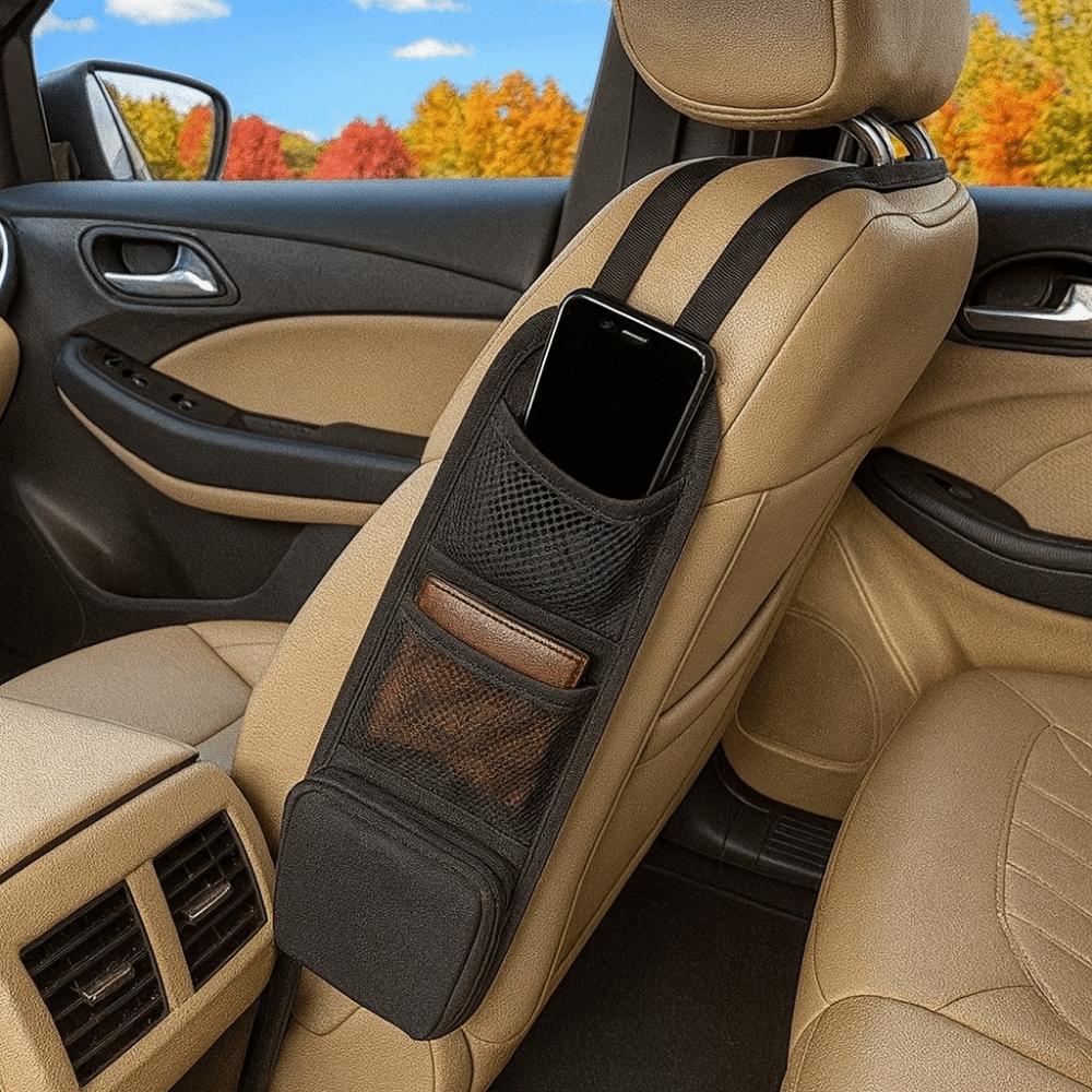 Oxford Cloth Seat Side Storage Bag Lightweight Convenient Car Seat Storage Bag with Mesh Pocket Hanging Car Seat Side Organizer