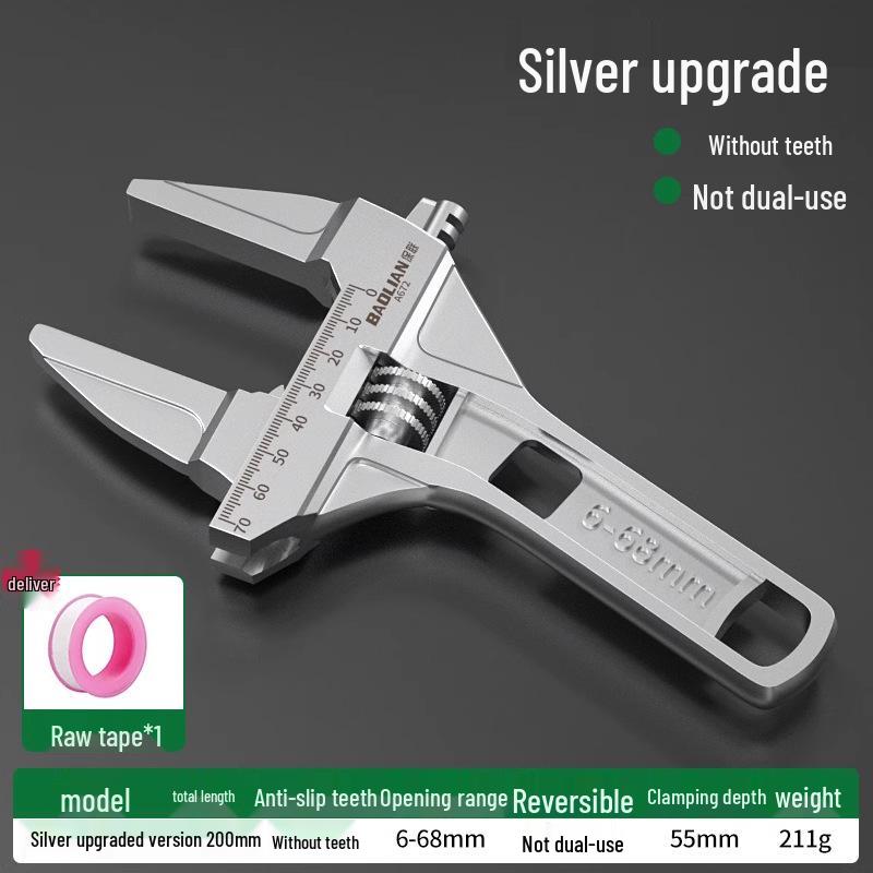 Multi-Functional Adjustable Bathroom Pipe Wrench with Short Handle and Large Opening