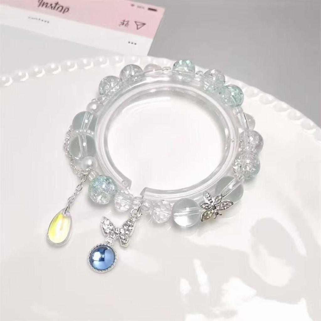 Bracciale Originale Farfalla di Cristallo Fatata con Design Fiore Esplosivo per Studenti e Dirette Streaming