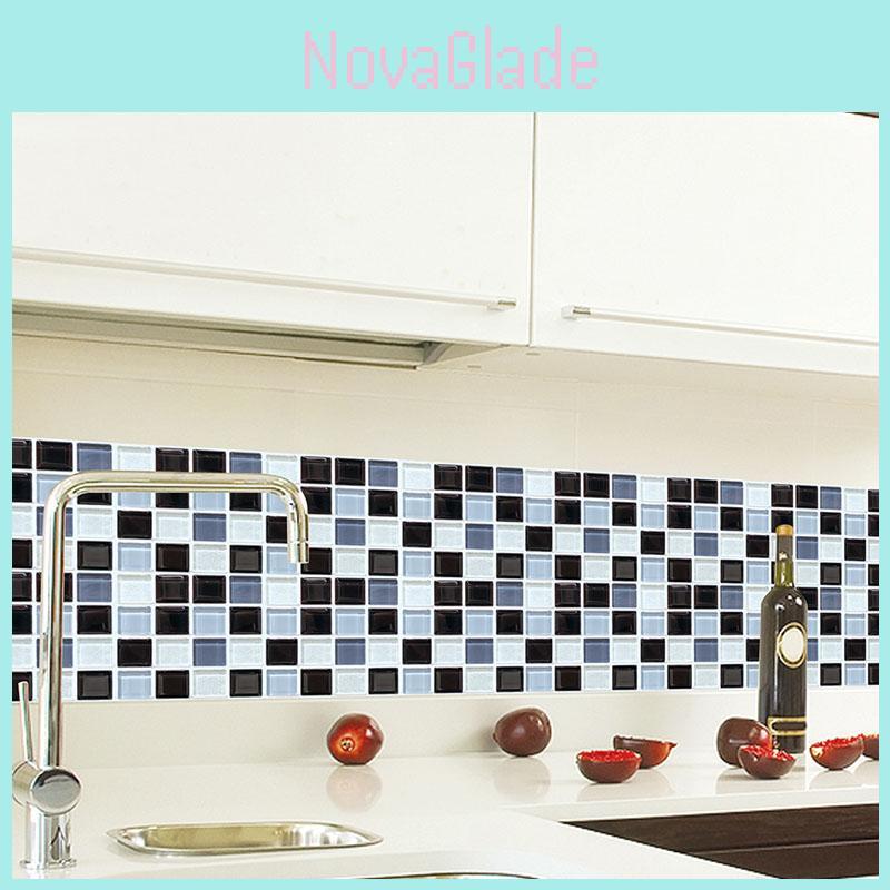 Elegant 3d Mosaic Self-adhesive Oil-proof Wall Sticker Set For Home Kitchen Decor