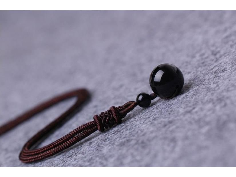 Natur Obsidian & Blauer Sandstein Tigerauge Anhänger Halskette - Unisex Paargeschenk