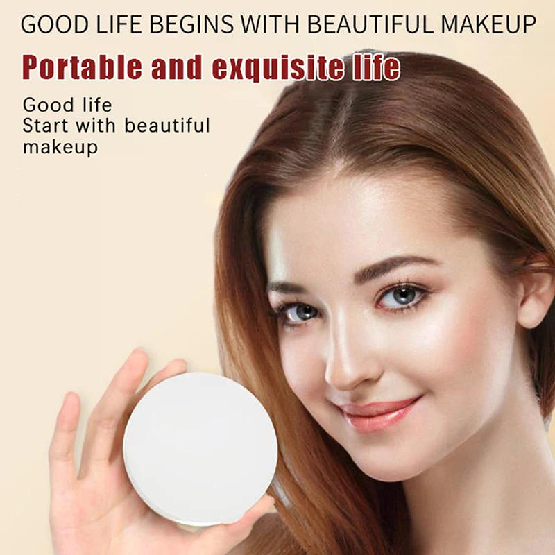 Compact Mini Gift Vanity Folding Cosmetic Mirror With Lights Portable Hand Held Small Pocket Travel Makeup Mirror 2X Magnifying
