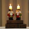 Mini Decorative Christmas Nutcracker Resin Painted Crafts Home Decor Candlelight Dinner Candlestick Stand Candle Holder