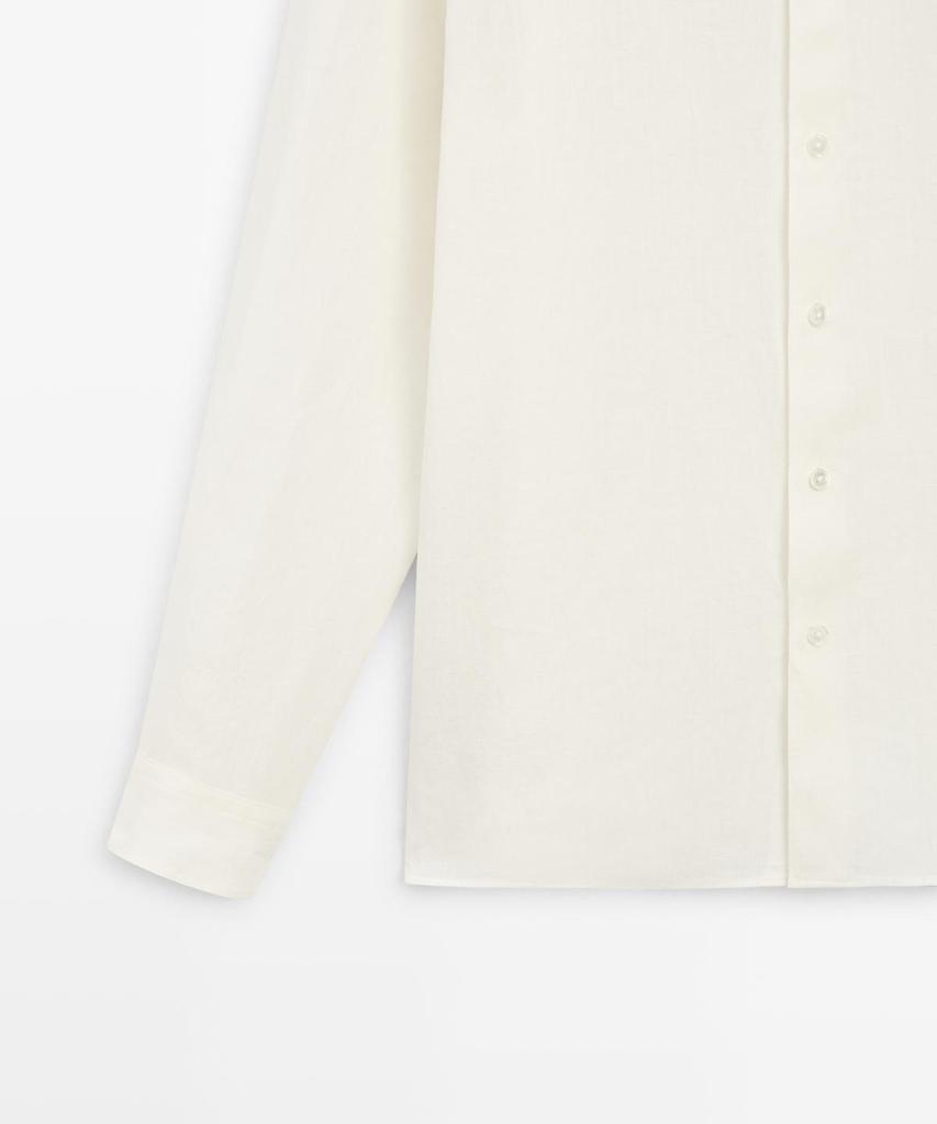 Masimodutti 100% Linen Stand Collar Shirt
