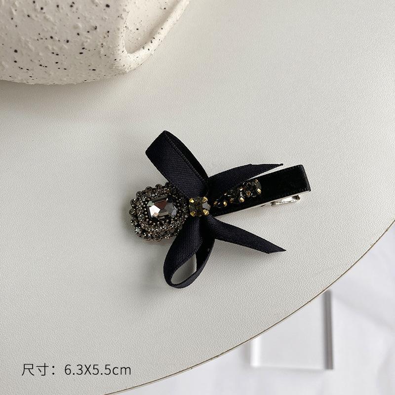 New France Black Bow Pearl Hair Accessories Hair Clips Pins Elegant Daily Bowknot Imitation Pearl Headwear Barrettes Spring Clip