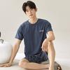 Men's Pajamas Short-Sleeve Tops Shorts MODAL COTTON Sleepwear Loungewear Students Two-Piece Plaid Solid Youth Nightwear Homewear