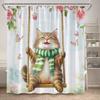 Funny Bathing Dogs Shower Curtain Bathtub Wash Your Paws Cute Pet Cartoon Animals Bath Curtains Fabric Bathroom Decor with Hooks