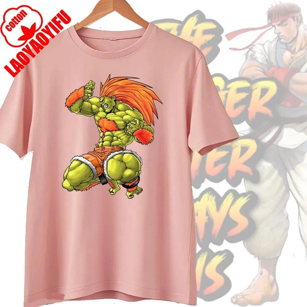 Street Fighter Chun-Li Ryu Bedruckte Y2K Neue Paar Baumwoll-T-Shirts Männer Frauen Streetwear Lässig Harajuku Retro Unisex T-Shirt Top
