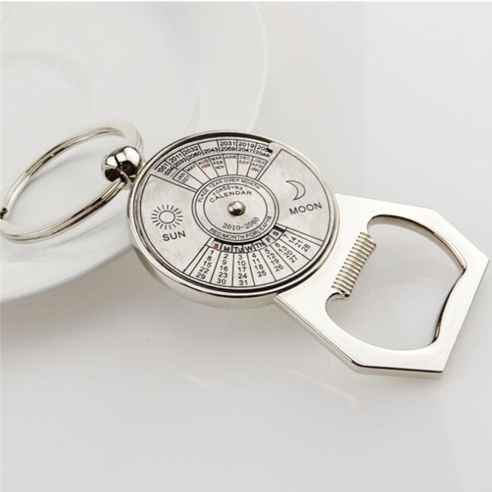 Christmas Gift Creative 50 Year Calendar Novelty Key Rings Bottle Opener Key Chain Metal Key Ring