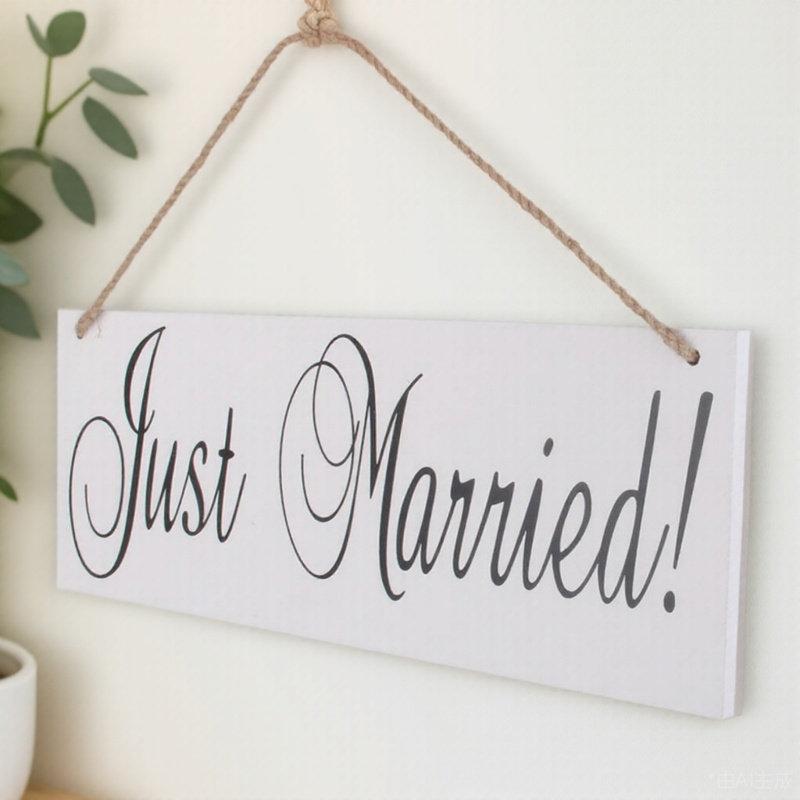Just Married Wood Wedding Sign Cardboard Paper Wire Hanger Wedding Party Decoration Hanging Bunting Banner Ceremony Use