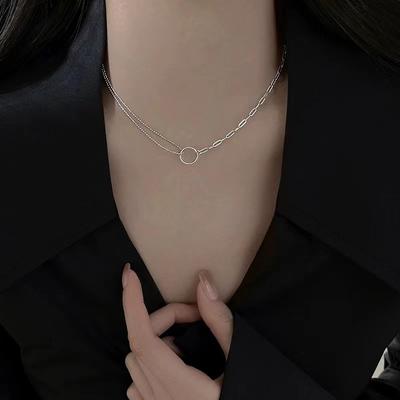 Collana ad anello asimmetrico stile pendolare da donna tutto con temperamento choker semplice senso avanzato catenina clavicola