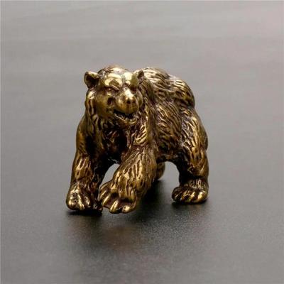 1 Pcs Brown Bear Statue Ornament Solid Brass Polar Animal Figurine Miniatures Tea Table Pet Desk Decors Accessories Crafts