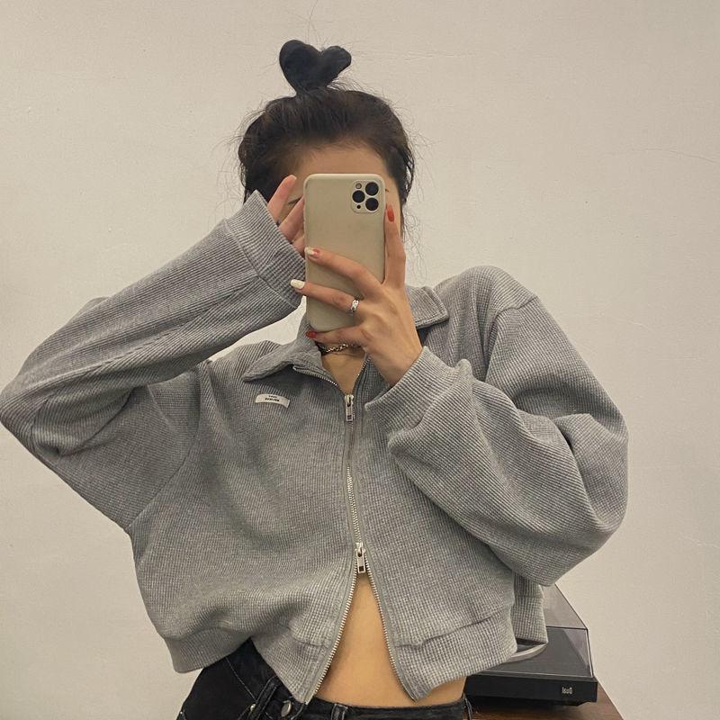 Sport-Sweatshirtjacke mit Reißverschluss für Damen, dünne Ausführung für Frühling und Herbst, mit kurzen Oberteilen für Spicy Girls