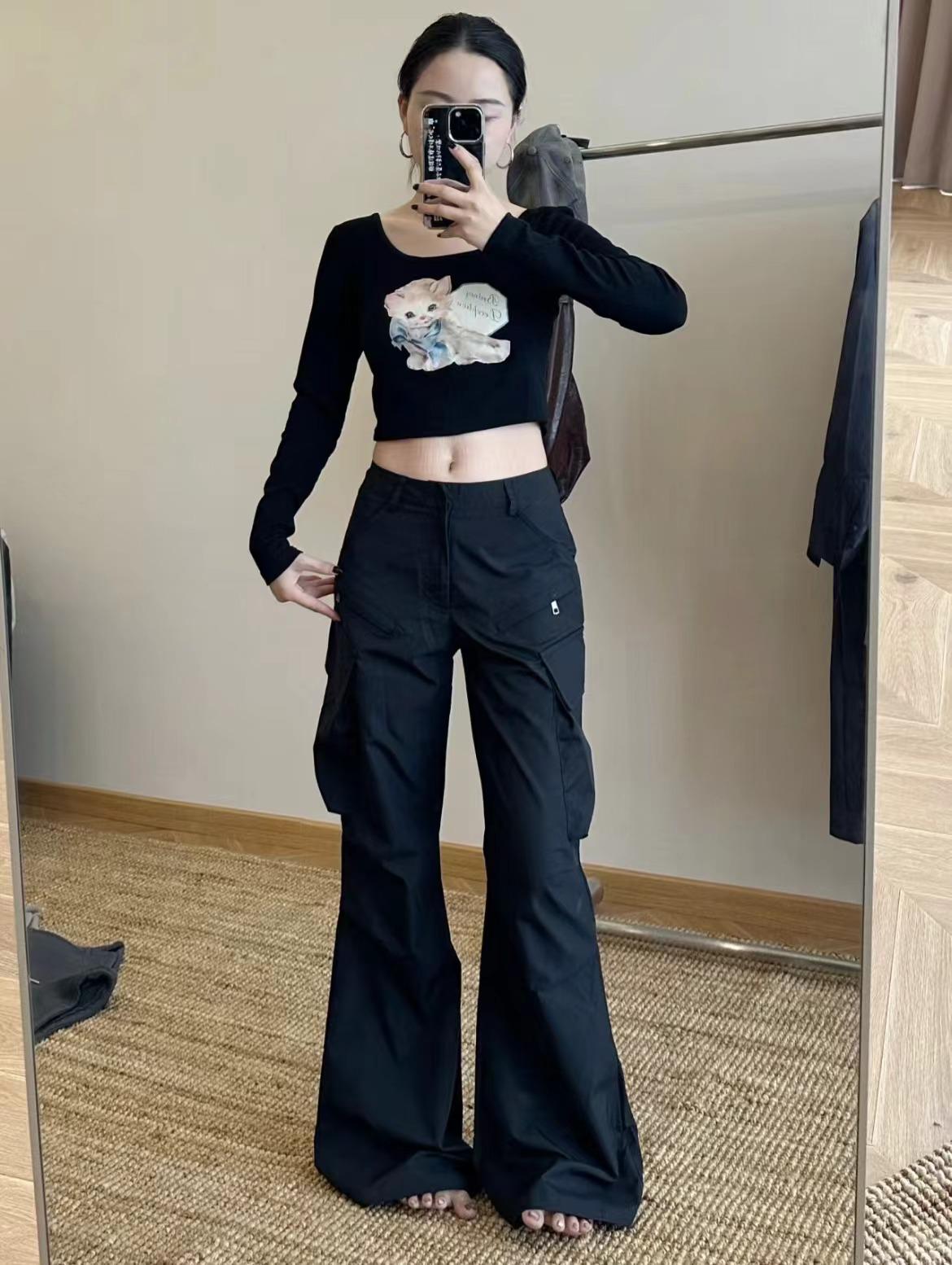 

Женский темно-серый облегающий комбинезон клеш 2024 - Американский милый прямой повседневный дизайн Small