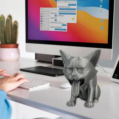 3D Printed Vomit Cat Figurine Plastic Kitten Statue Animal Sculpture Home Office Desktop Decoration Ornament