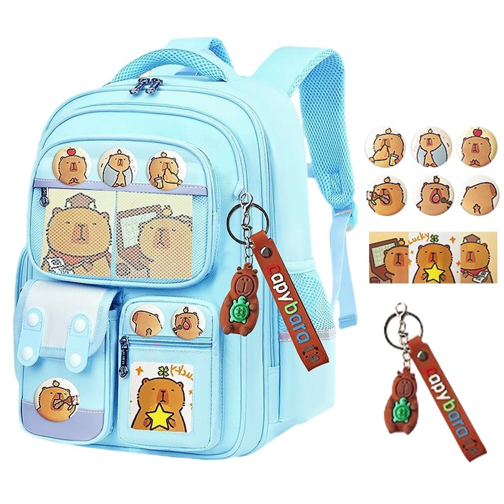 Zaino Scolastico Kawaii Capibara con Tracolla Regolabile Adorabile Daypack Resistente all'Usura Tessuto Oxford Zaino per Viaggio Vacanza