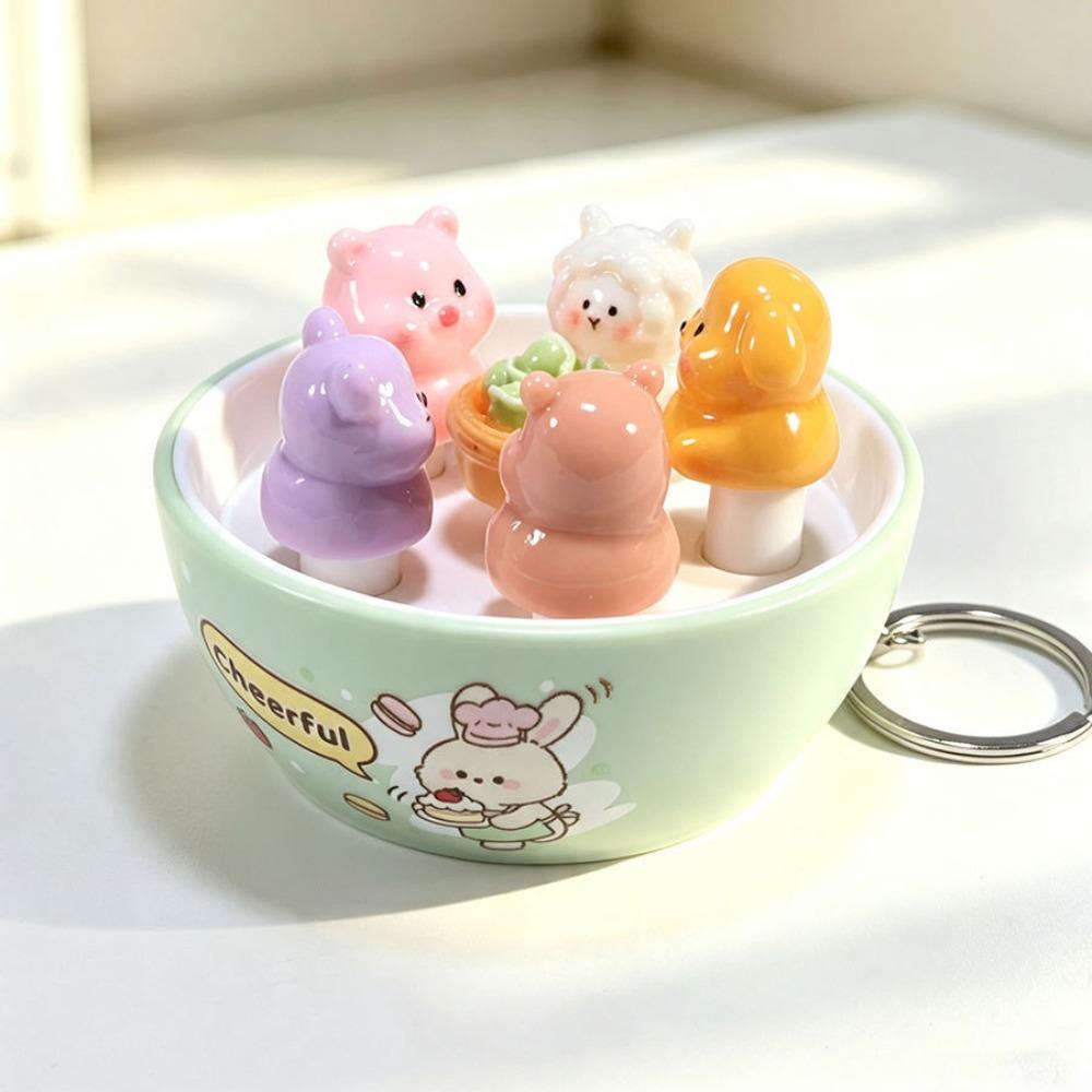 Simulation Food Clicking Pressure Relief Toy Cute Cat Series Button Press Click Keyring  Office Use